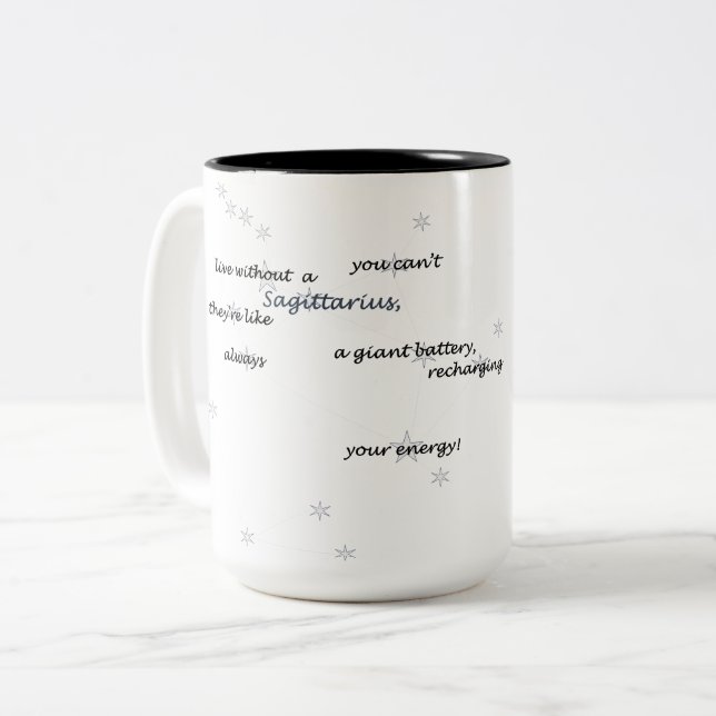 Tasse 2 Couleurs Sagittarius Zodiac Fun Texte pour chaque jour ou c (Devant gauche)