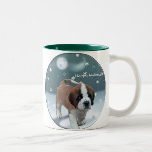 Tasse 2 Couleurs Saint Bernard Puppy Cadeaux de Noël