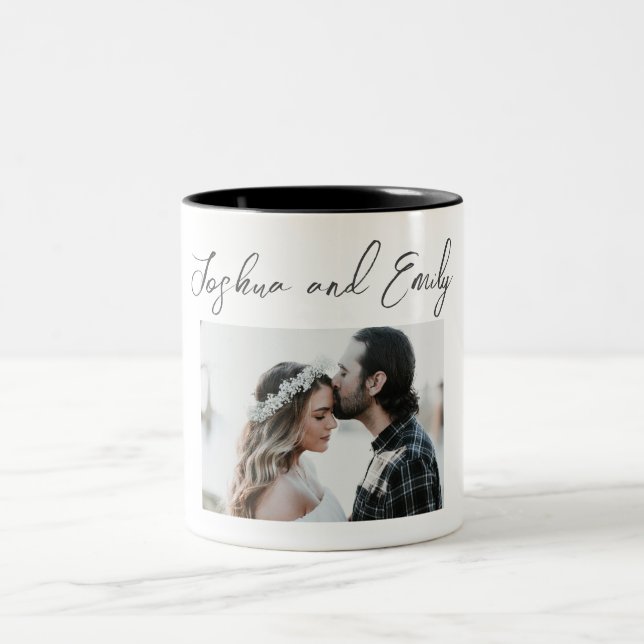 Tasse 2 Couleurs Saint Valentin Cadeau Couple photo (Centre)
