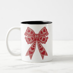 Tasse 2 Couleurs Saint-Valentin Cœur Coquette nœud rétro Saint-Vale