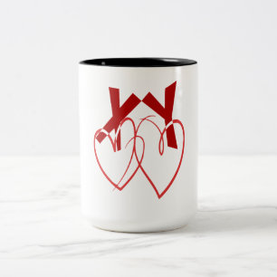 Tasse 2 Couleurs Saint Valentin deux mignons coeurs rouges amour