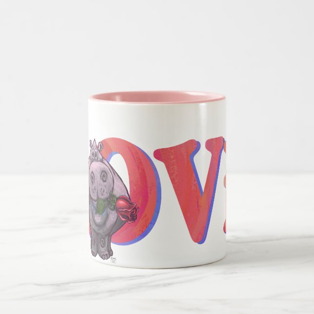 Tasse 2 Couleurs Saint-Valentin Hippopotame (Centre)
