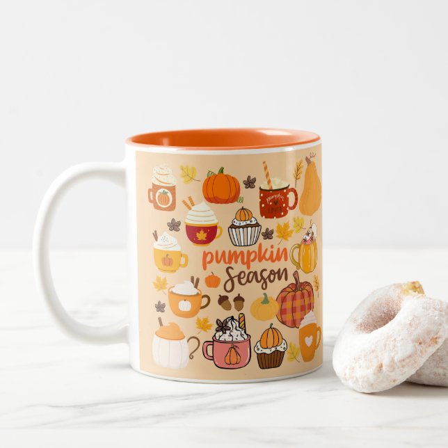 Tasse 2 Couleurs Saison Épicée à la Citrouille (Avec donut)