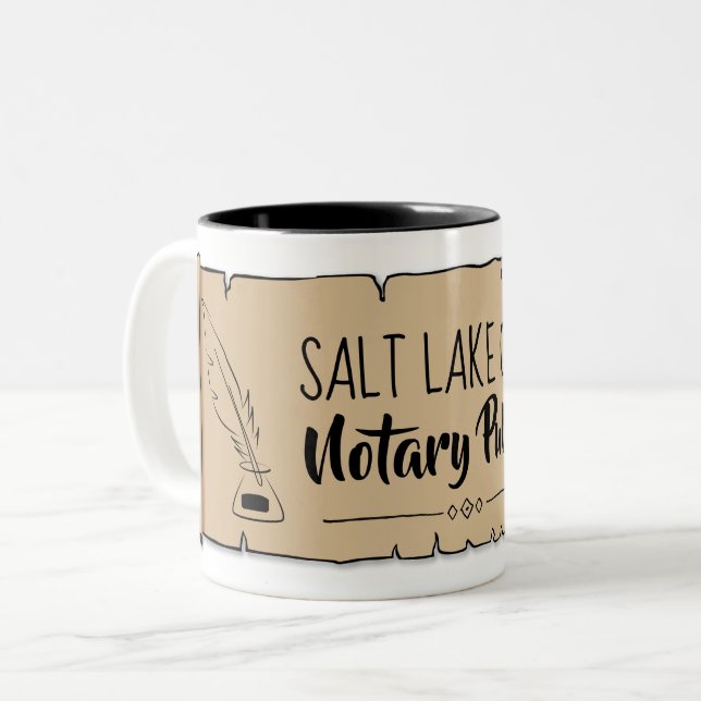 Tasse 2 Couleurs Salt Lake City Notaire Public Soll Feather Quill (Devant gauche)