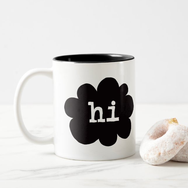 Tasse 2 Couleurs Salut bonjour (salut bonjour salutations) (Avec donut)