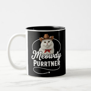 Tasse 2 Couleurs Salut Purrtner Dessin de Chat Drôle de Cowboy West