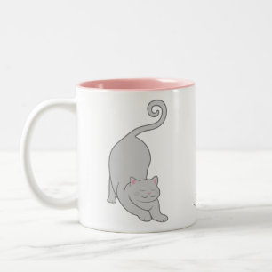 Tasse 2 Couleurs Salutation du soleil vers le bas grise chatte yoga