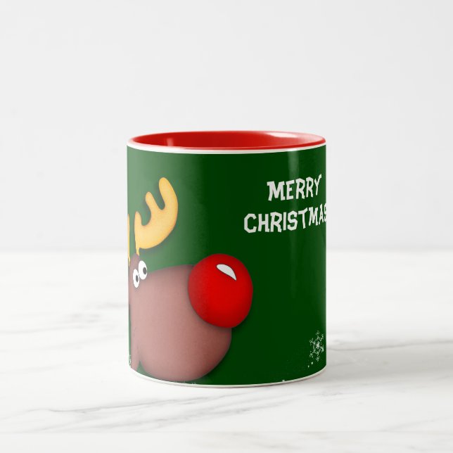 Tasse 2 Couleurs Salutations de Noël Rudolf (Centre)