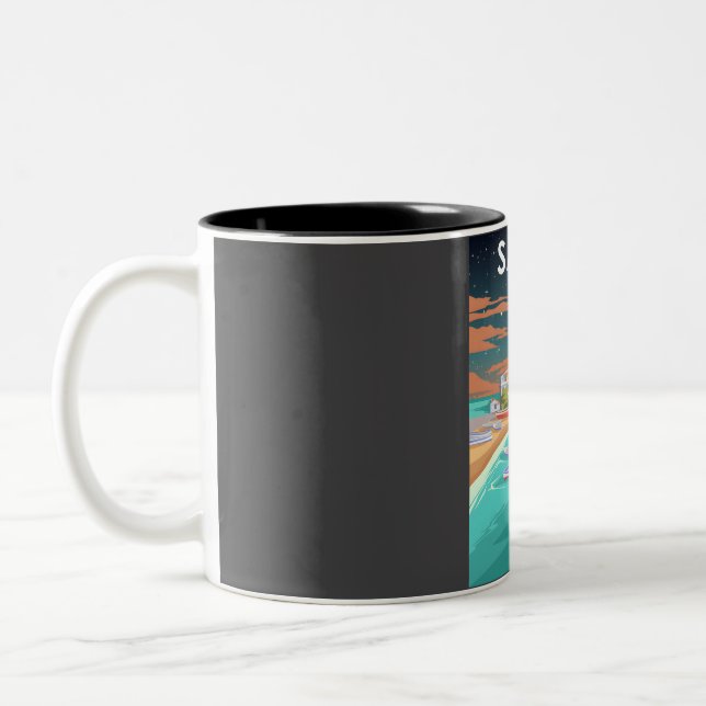 Tasse 2 Couleurs Samos Grèce Minimal Rétro Grèce affiche de voyage  (Gauche)