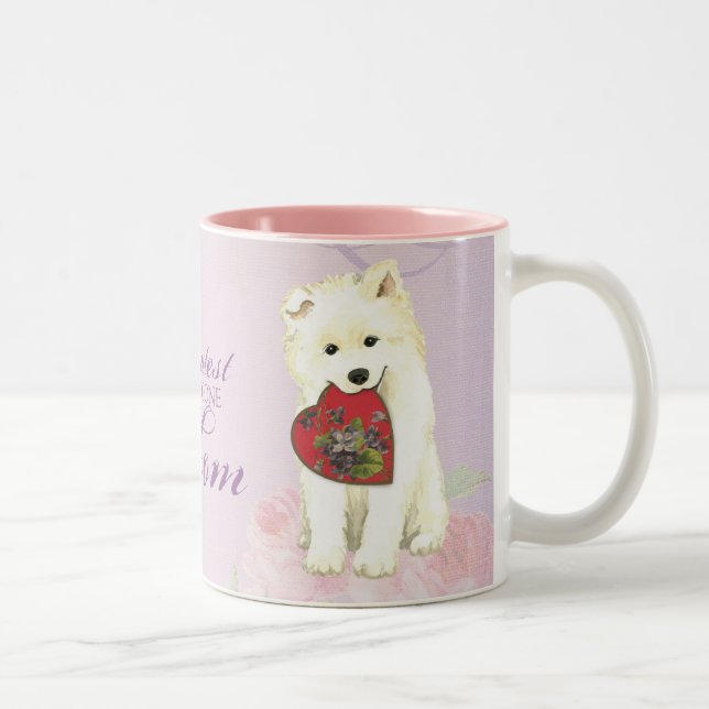 Tasse 2 Couleurs Samoyed Heart Maman (Droit)