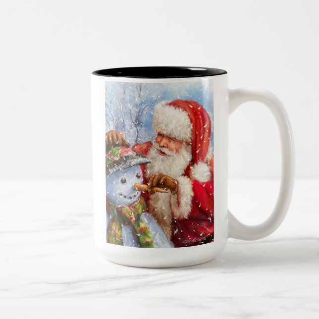 Tasse 2 Couleurs Santa and snowman (Droit)