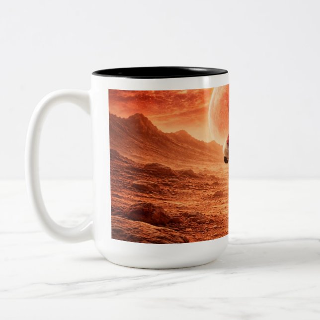 Tasse 2 Couleurs Santa Claus Explores Orange Planet (Gauche)