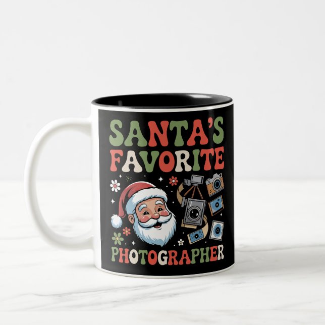 Tasse 2 Couleurs Santa’s Favorite Photographer Christmas Gift Funny (Gauche)