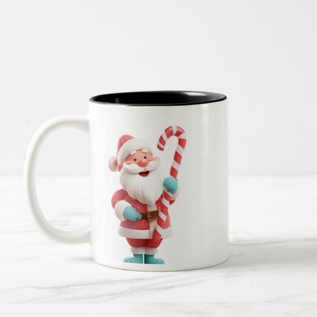 Tasse 2 Couleurs Santa with Candy Stick – Festive Christmas Coffee  (Gauche)