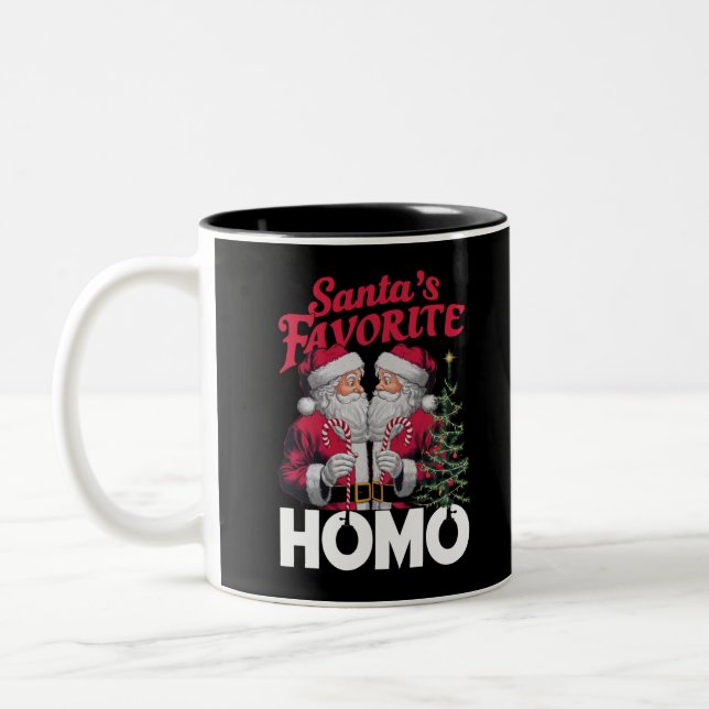 Tasse 2 Couleurs Santas Favori Homo Gay Christmas LGBTQ Pride (Gauche)