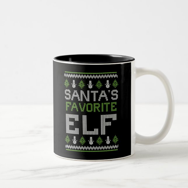 Tasse 2 Couleurs Santa's Favorite Elf (Droit)