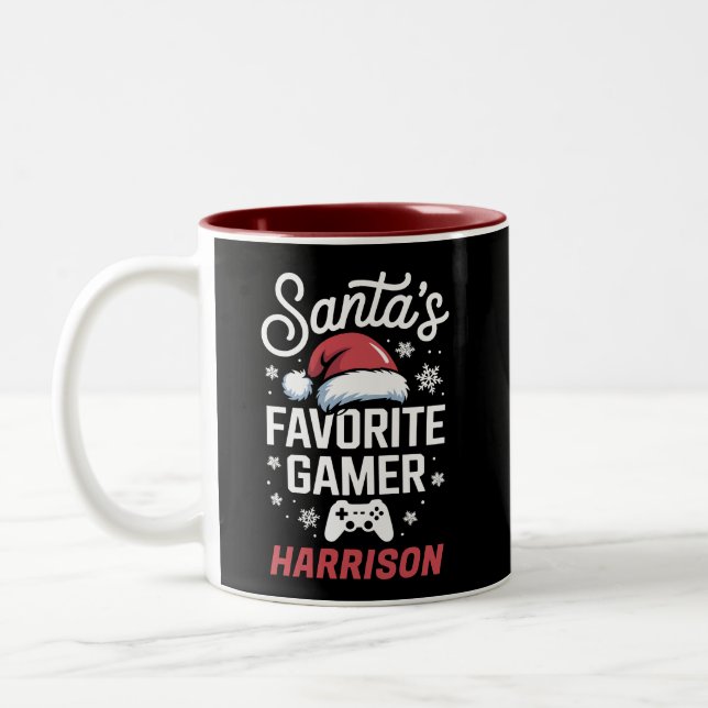 Tasse 2 Couleurs Santa's Favorite Gamer Personalized Gaming Xmas (Gauche)