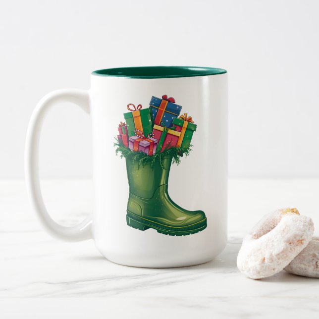 Tasse 2 Couleurs Santa's New Boots (Avec donut)