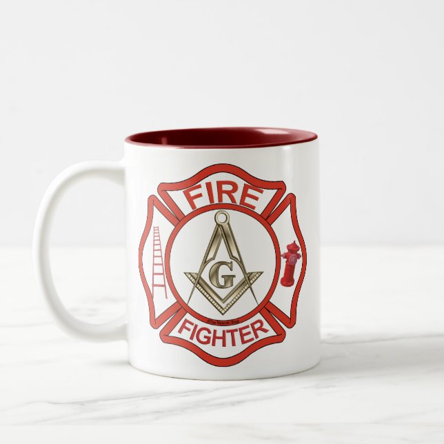 TASSE 2 COULEURS SAPEURS-POMPIERS MAÇONNIQUES (Gauche)