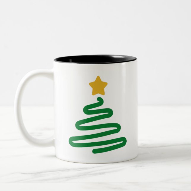 Tasse 2 Couleurs Sapin de Noël drôle (Gauche)