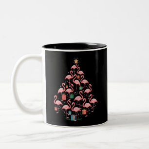 Tasse 2 Couleurs Sapin de Noël Flamant Rose Flamants Fêtes