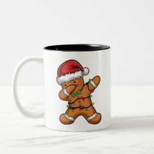 Tasse 2 Couleurs Sapin de Noël Lumineux au Pain d'Épices Dabbing
