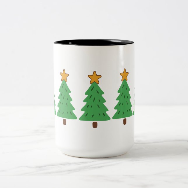 Tasse 2 Couleurs Sapin de Noël simple  (Centre)