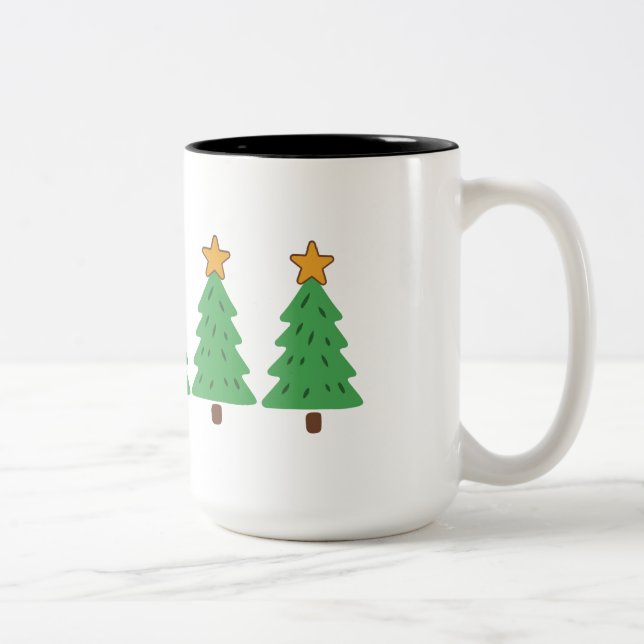 Tasse 2 Couleurs Sapin de Noël simple  (Droit)