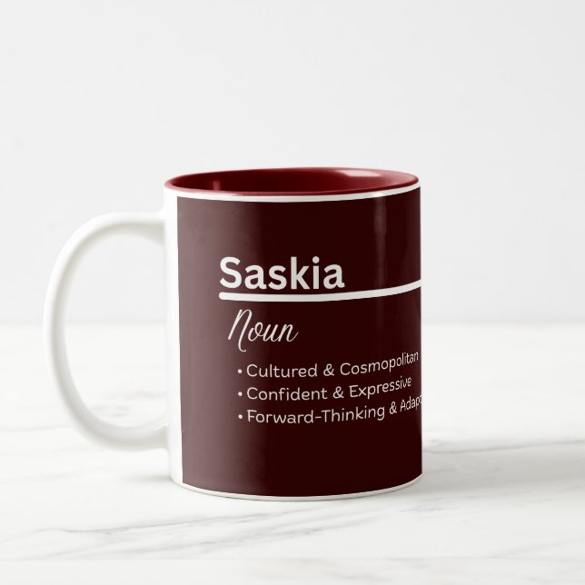 Tasse 2 Couleurs Saski Girl Name Definition Personalized (Gauche)