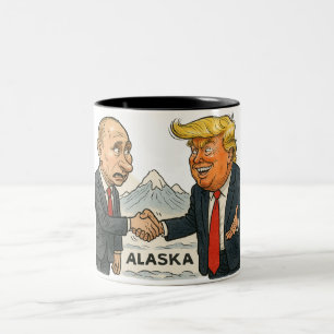 Tasse 2 Couleurs Satire politique : Poutine et Trump se rencontrent