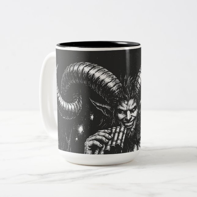 Tasse 2 Couleurs Satyre d'hiver cornu — par BurnsInHell (Devant gauche)
