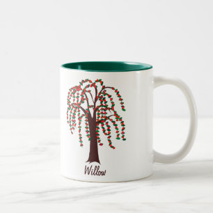 Tasse 2 Couleurs Saule avec des coeurs - personnalisables