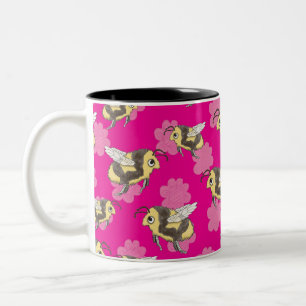 Tasse 2 Couleurs Sauvez les abeilles florales roses