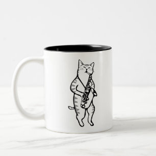 Tasse 2 Couleurs Saxophone Instrument Musique Jazz Cat