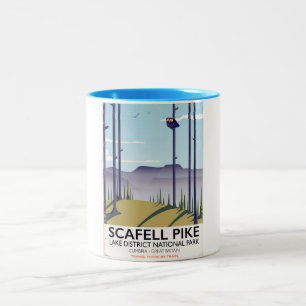 Tasse 2 Couleurs Scafell Pike, Cumbria, affiche de voyage Vintage