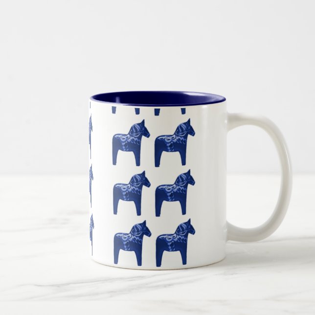 Tasse 2 Couleurs Scandinave bleu suédois de motif de cheval de Dala (Droit)