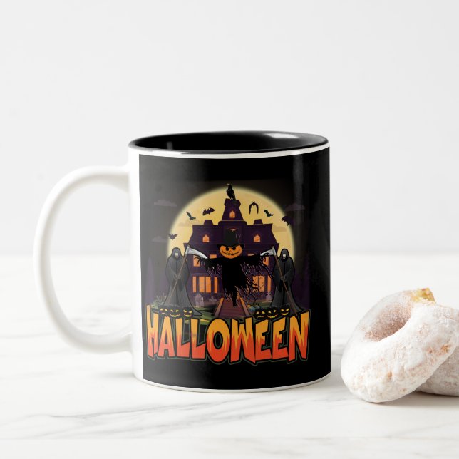 Tasse 2 Couleurs Scary House (Avec donut)