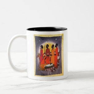Tasse 2 Couleurs Scène africaine de nativité de Noël
