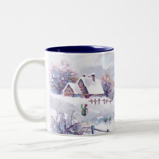 Tasse 2 Couleurs Scène avec du charme d'hiver (Gauche)
