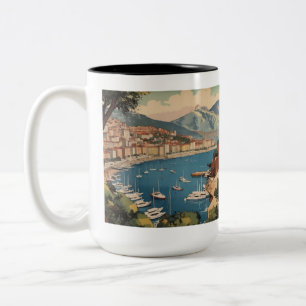 Tasse 2 Couleurs Scène de voyage vintage du port de Monaco