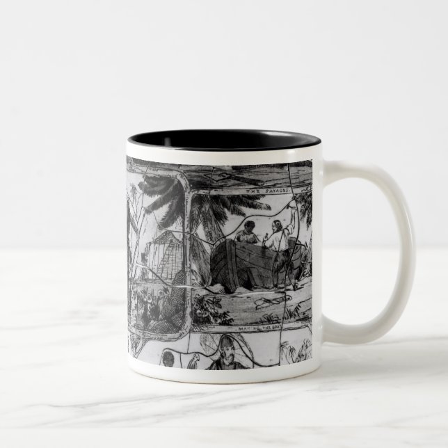 Tasse 2 Couleurs Scènes de "Robinson Crusoe" par Daniel Defoe (Droit)
