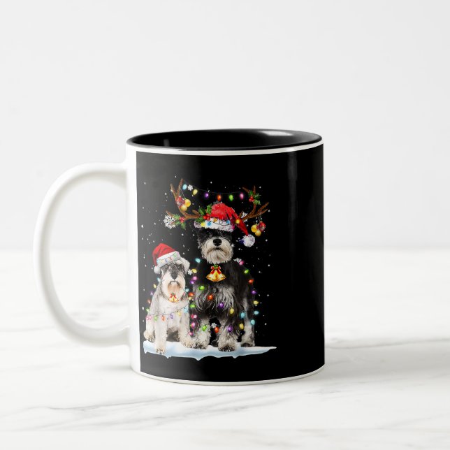 Tasse 2 Couleurs Schnauzer Reindeer Noël Noël Noël (Gauche)