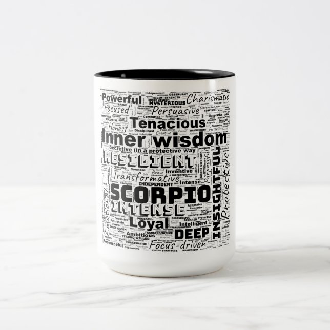 Tasse 2 Couleurs Scorpio Zodiac Mot Cloud Inspiration (Centre)