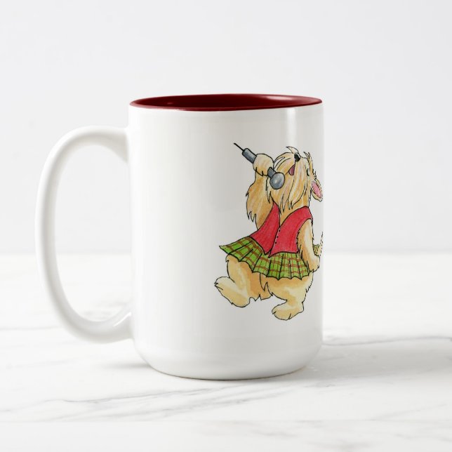 Tasse 2 Couleurs Scotties Rock Singing Wheaten Diva 15oz. Musique (Gauche)