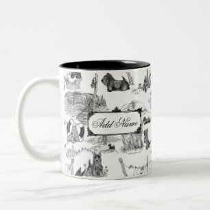 Tasse 2 Couleurs SCOTTISH Terrier Black Toile avec nom personnalisé
