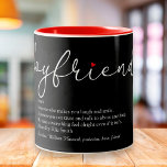 Tasse 2 Couleurs Script Boyfriend Definition Red Love Heart<br><div class="desc">Perfect for your boyfriend to create a unique anytime gift. A perfect way to show him how amazing he is every day. Designed by Thisisnotme©</div>