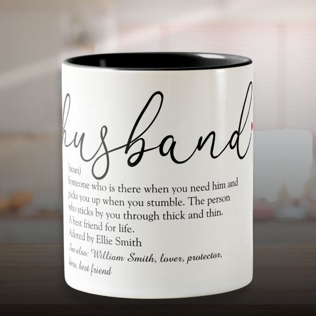 Tasse 2 Couleurs Script de définition de mari amour cœur (Husband Definition Script Love Heart Two-Tone Coffee Mug)