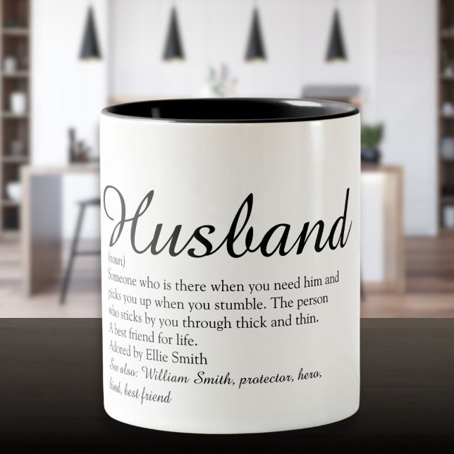 Tasse 2 Couleurs Script de définition du meilleur mari au monde (World's Best Ever Husband Definition Script Two-Tone Coffee Mug)