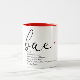 Tasse 2 Couleurs Script élégant moderne Love Heart Bae Définition