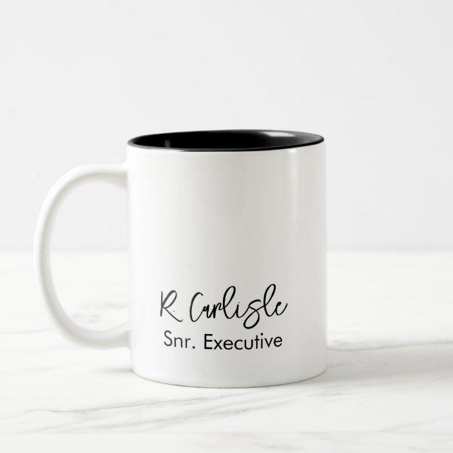Tasse 2 Couleurs Script Employés exécutifs du bureau moderne (Gauche)